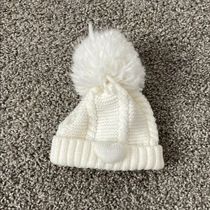 White Knit Pom-Pom Hat for Babies